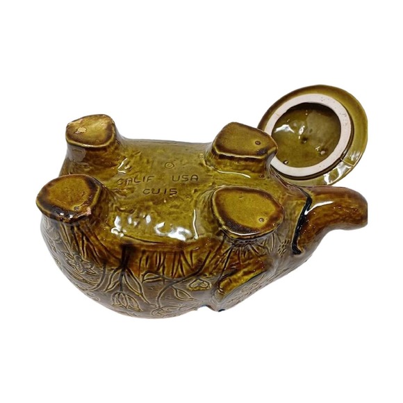 California Pottery Green Floral Elephant Cookie Jar, RARE - Picture 5 of 7